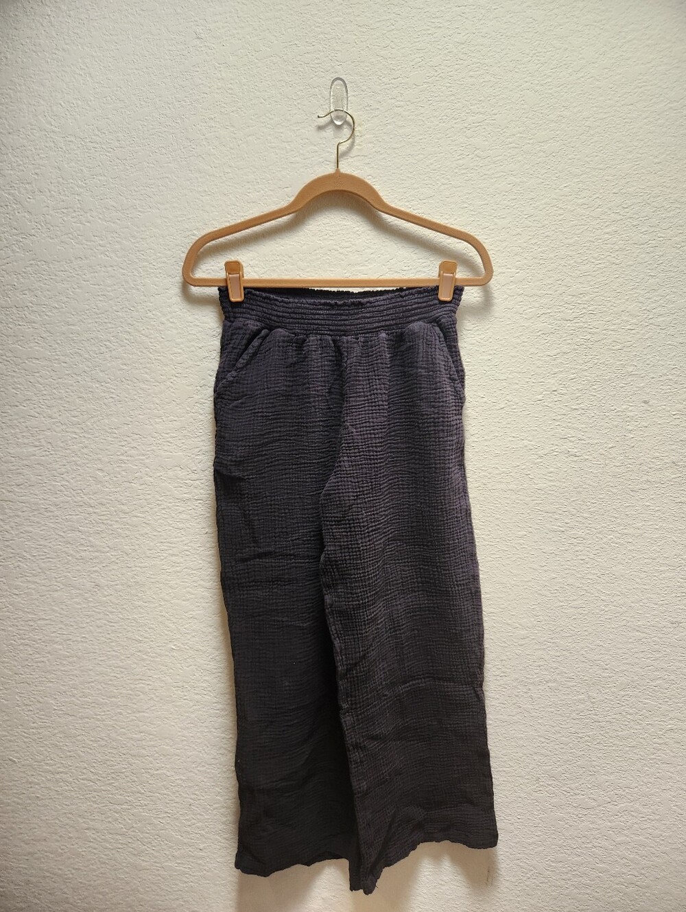 Joyspun Black Smocked Waist Gauze Sleep Pant Small